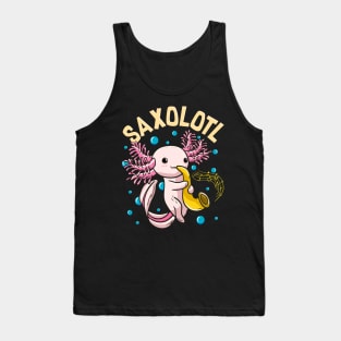 Cute & Funny Saxolotl Adorable Axolotl Playing Sax Tank Top